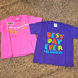 Lot of 2 Kids Short Sleeve Tees - Best Day Ever Los Angeles & Walk On Wild Side